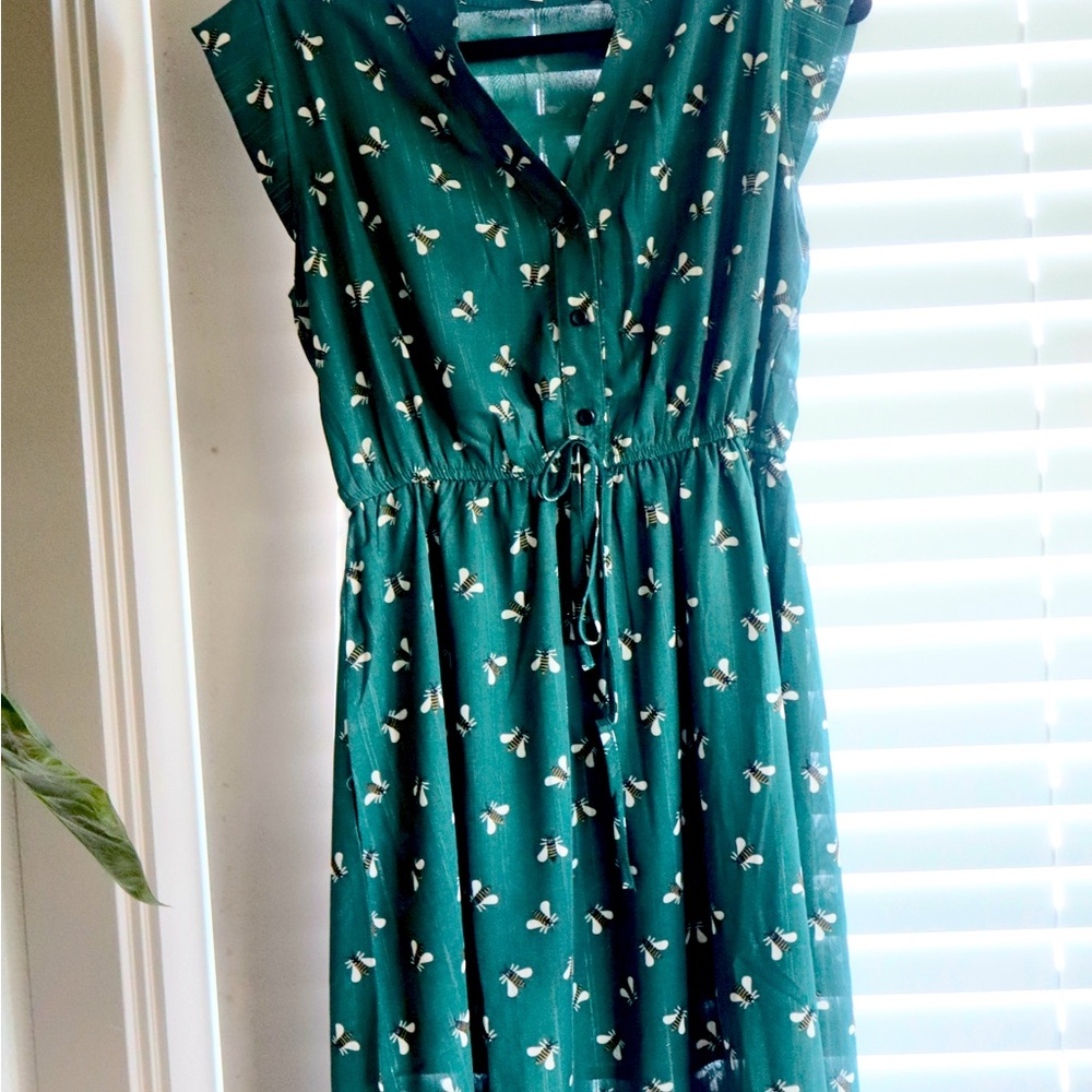 Teal Floral Midi Dress